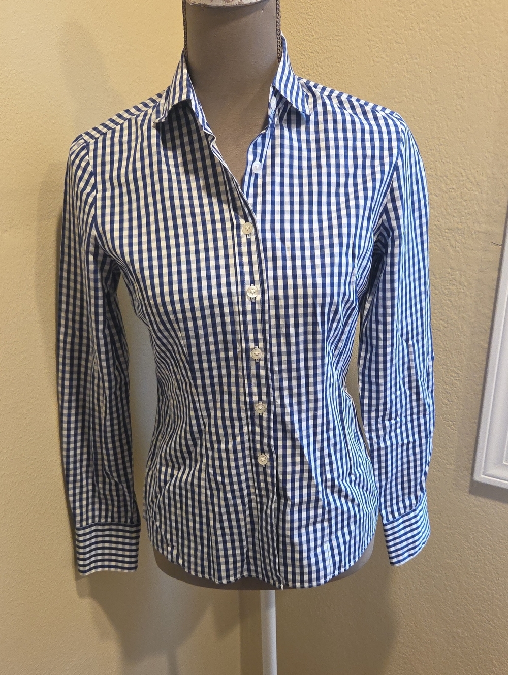Classic Blue Gingham Button-Down Shirt - Women's